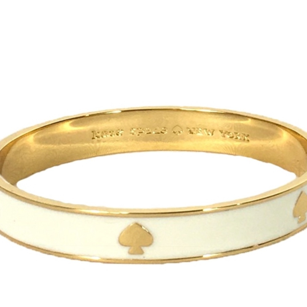 Kate Spade White Enamel Bangle Logo Bracelet
